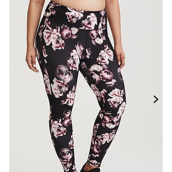torrid Pants - Torrid black floral active leggings size 2